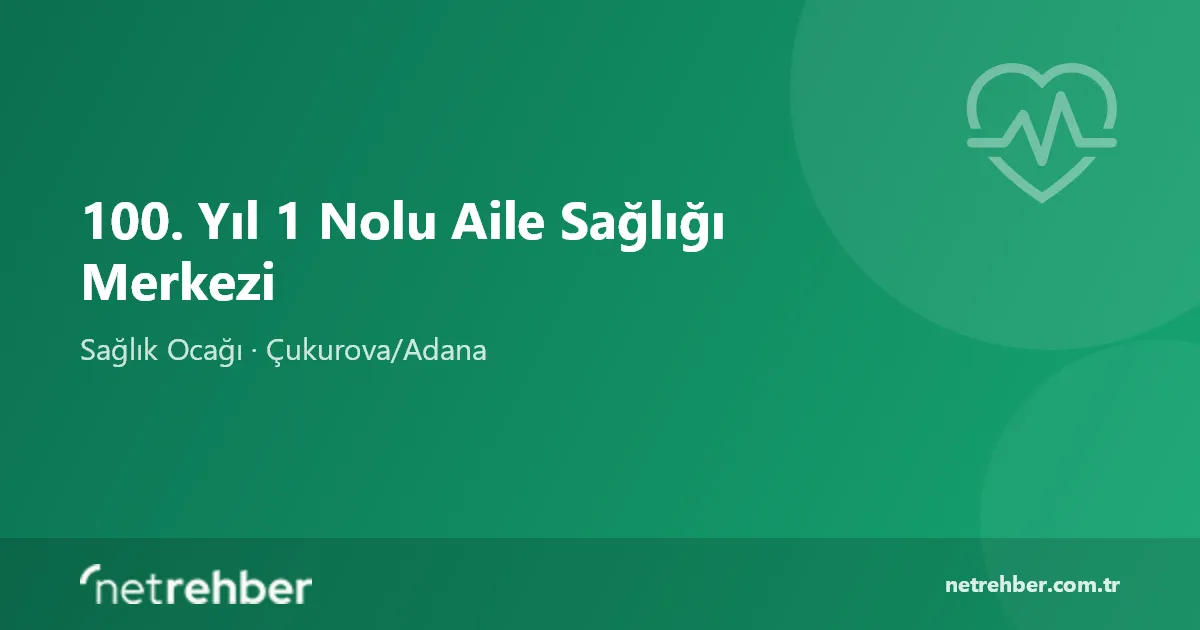 100. Yıl 1 Nolu Aile Sağlığı Merkezi kapak görseli