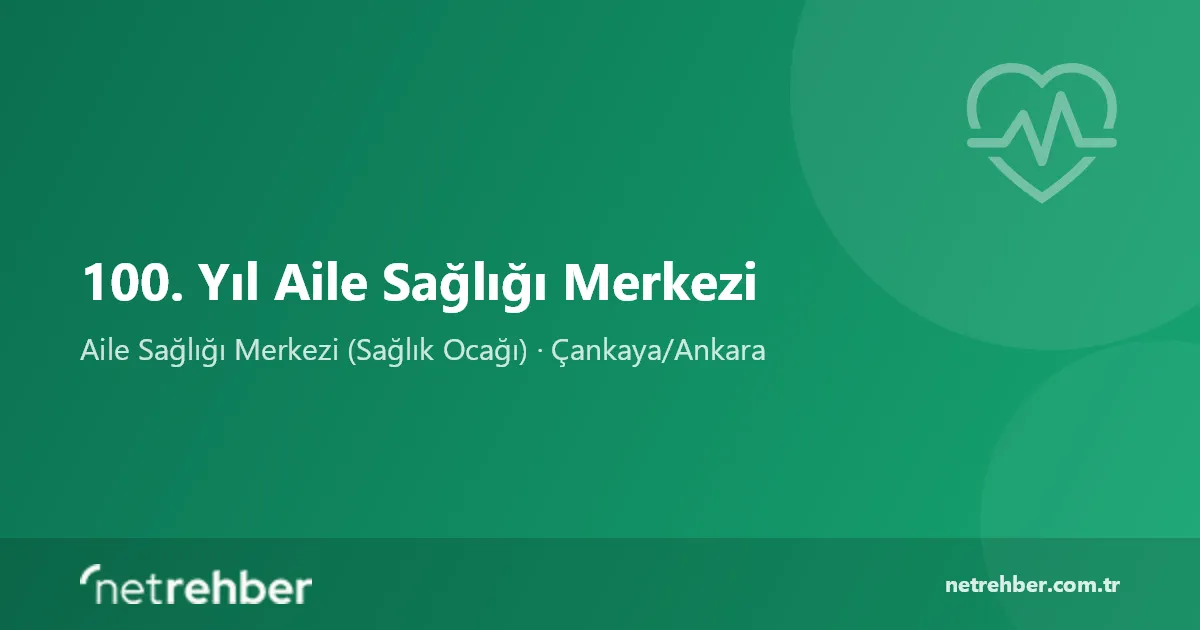100. Yıl Aile Sağlığı Merkezi kapak görseli