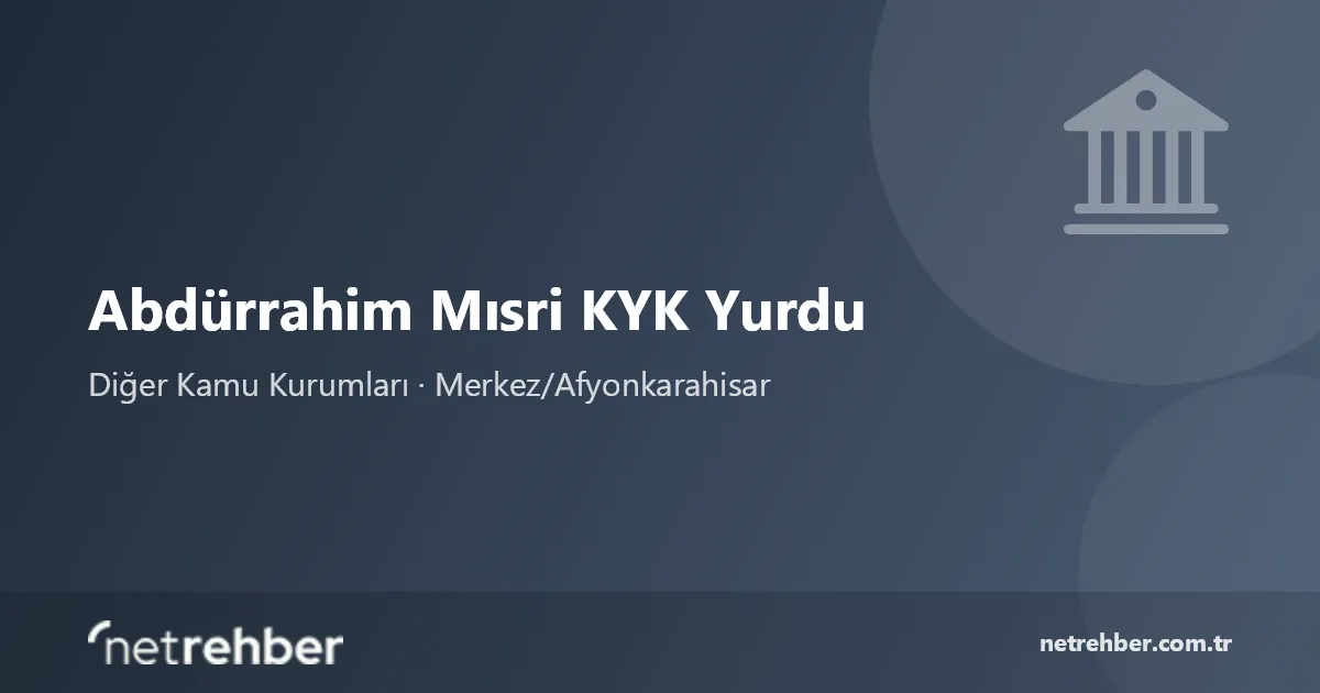 Abdürrahim Mısri KYK Yurdu kapak görseli