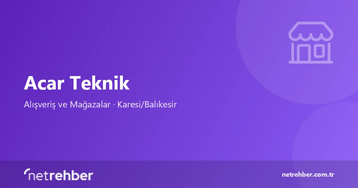 Acar Teknik kapak görseli