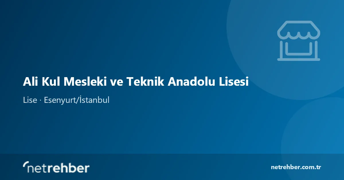 Ali Kul Mesleki ve Teknik Anadolu Lisesi kapak görseli