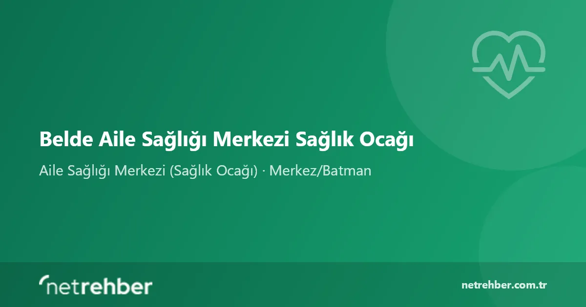 Belde Aile Sağlığı Merkezi Sağlık Ocağı kapak görseli