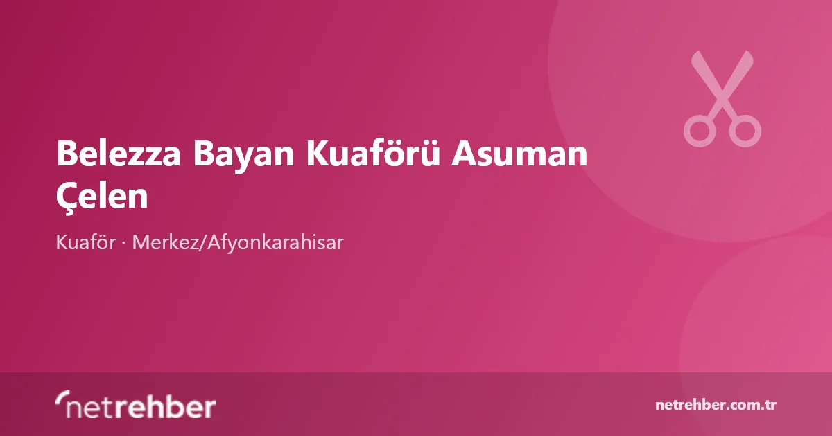 Belezza Bayan Kuaförü Asuman Çelen kapak görseli