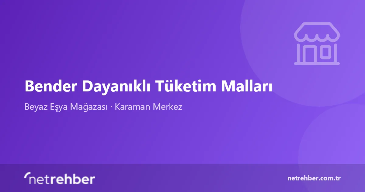 Bender Dayanıklı Tüketim Malları kapak görseli