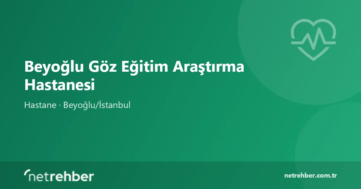 Beyoğlu Göz Eğitim Araştırma Hastanesi kapak görseli