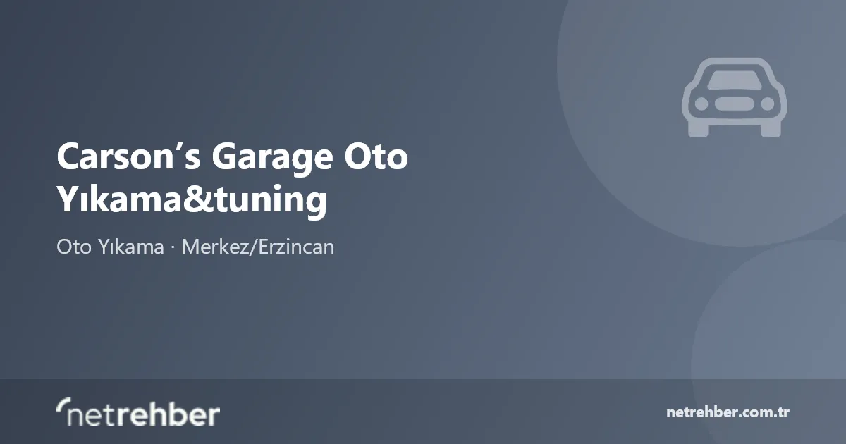Carson’s Garage Oto Yıkama&tuning kapak görseli