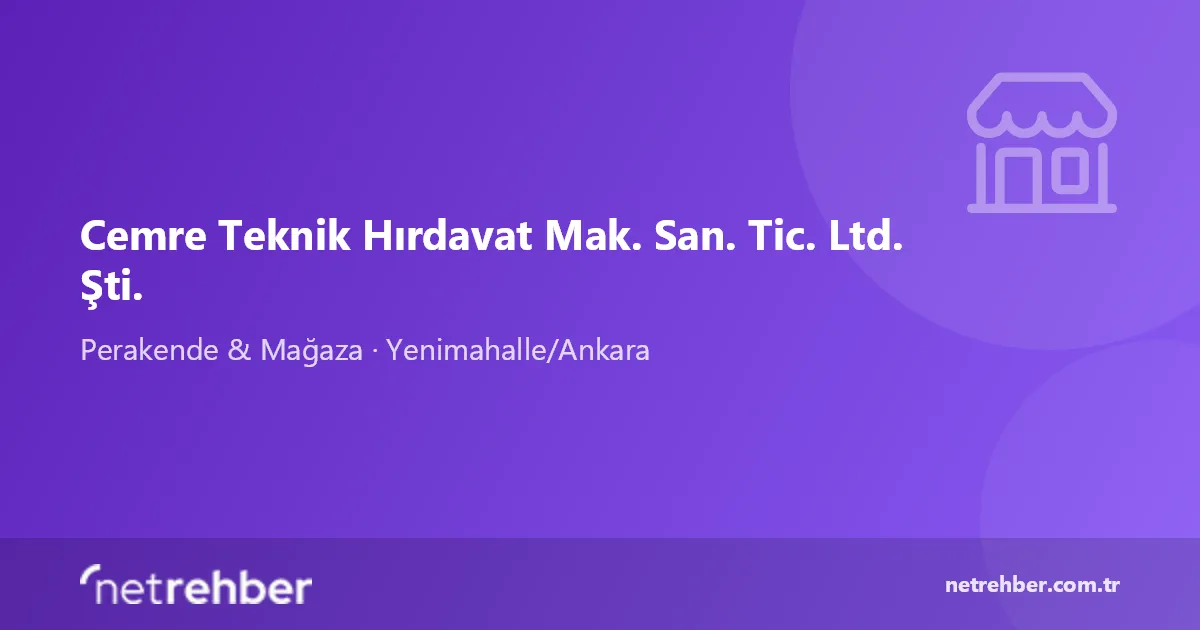 Cemre Teknik Hırdavat Mak. San. Tic. Ltd. Şti. kapak görseli