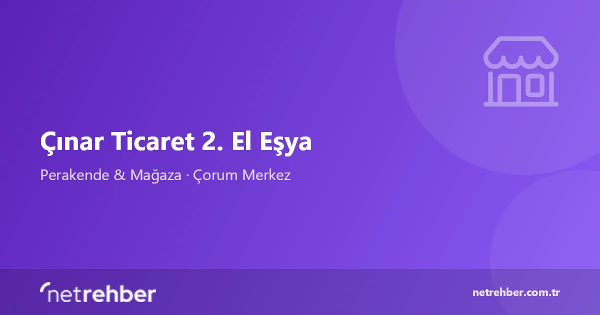 Çınar Ticaret 2. El Eşya kapak görseli