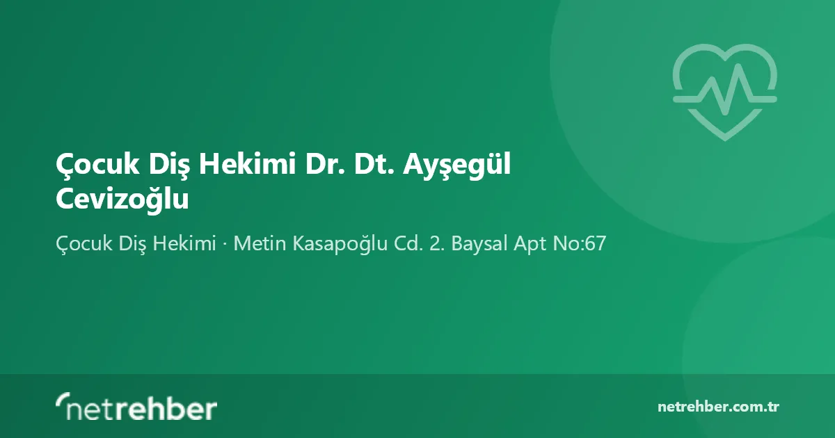 Çocuk Diş Hekimi Dr. Dt. Ayşegül Cevizoğlu kapak görseli