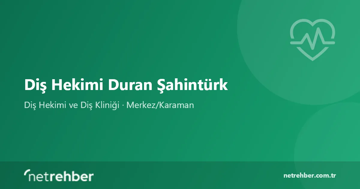 Diş Hekimi Duran Şahintürk kapak görseli