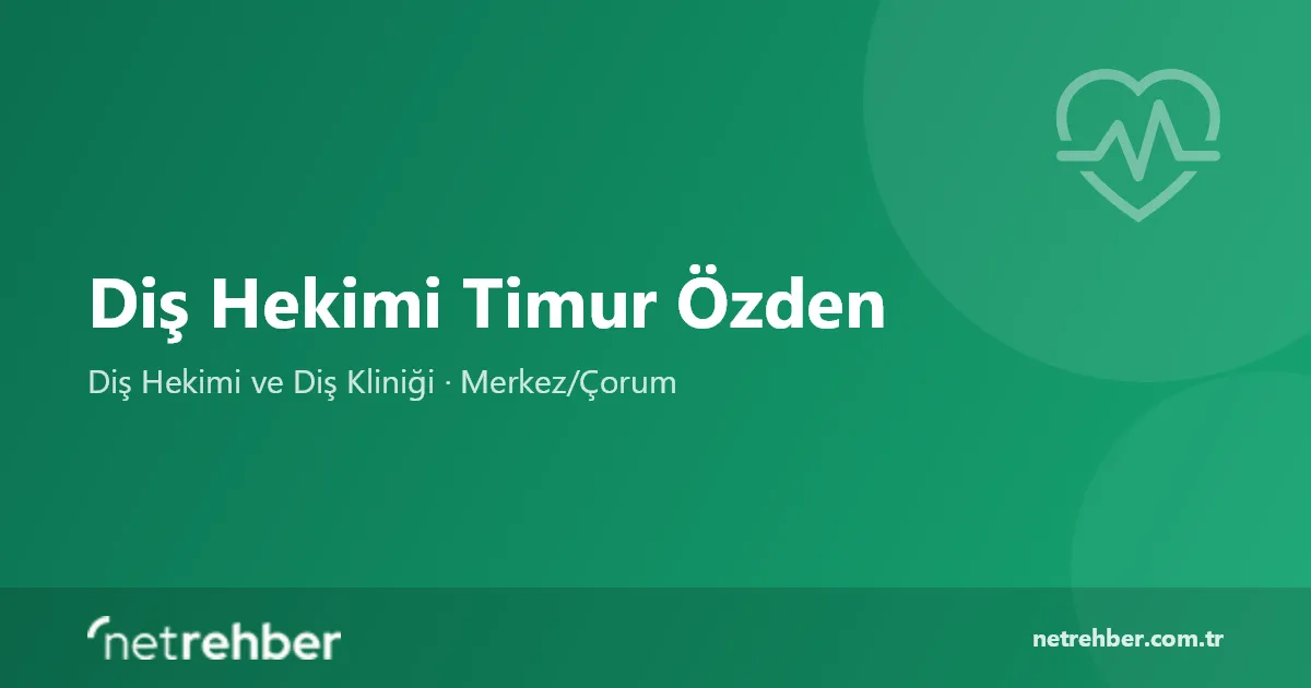 Diş Hekimi Timur Özden kapak görseli