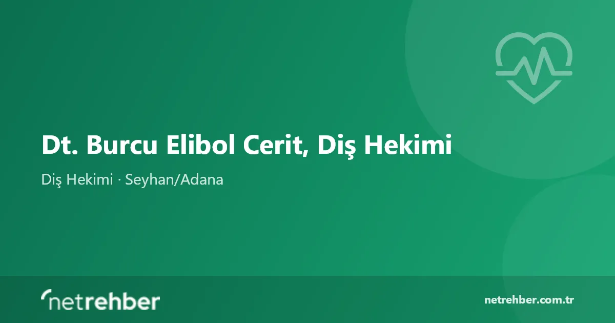 Dt. Burcu Elibol Cerit, Diş Hekimi kapak görseli