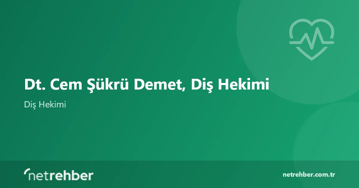 Dt. Cem Şükrü Demet, Diş Hekimi kapak görseli