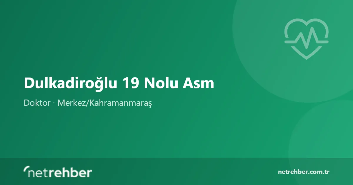 Dulkadiroğlu 19 Nolu Asm kapak görseli
