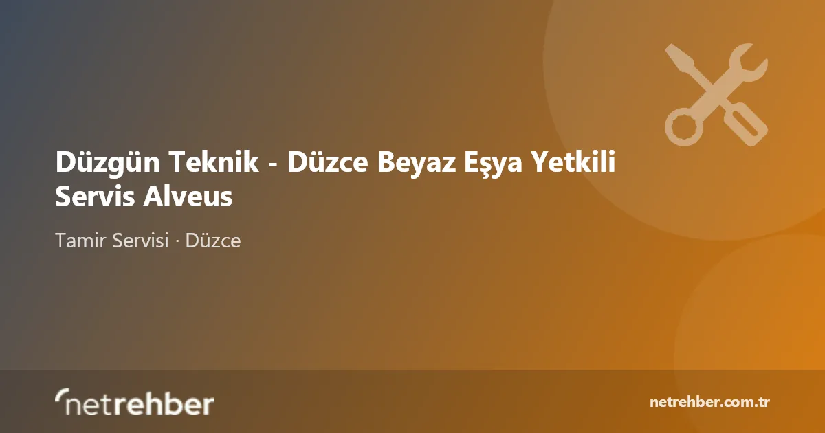 Düzgün Teknik - Düzce Beyaz Eşya Yetkili Servis Alveus kapak görseli
