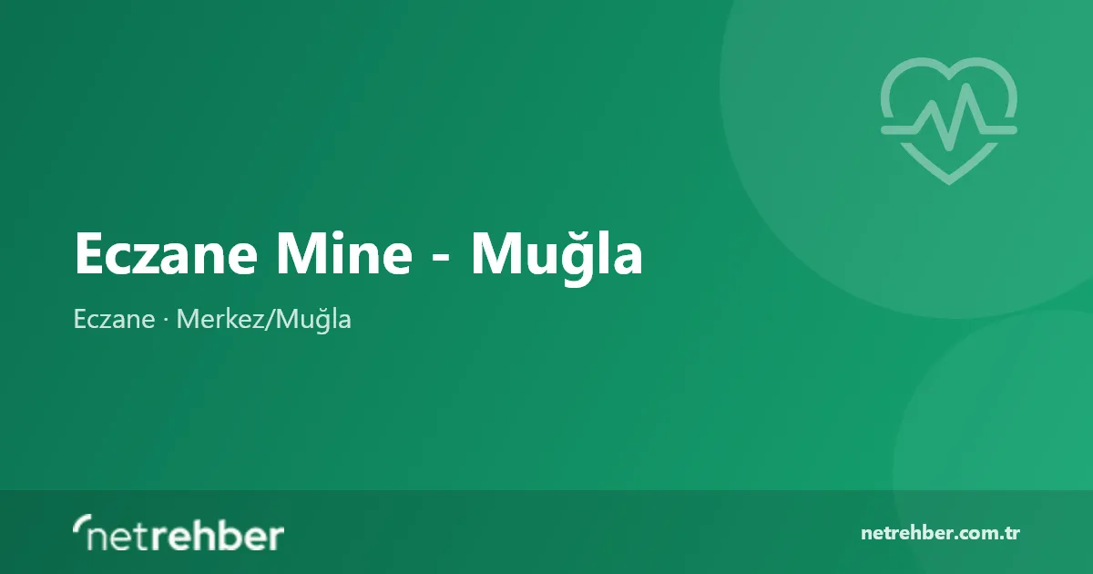 Eczane Mine - Muğla kapak görseli