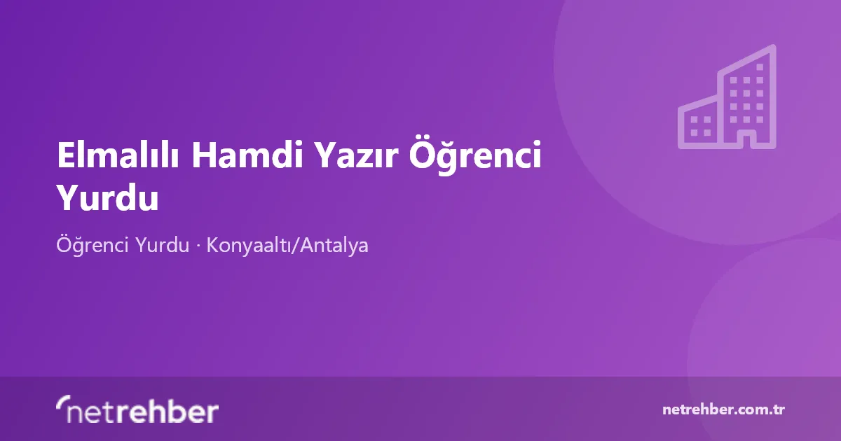 Elmalılı Hamdi Yazır Öğrenci Yurdu kapak görseli
