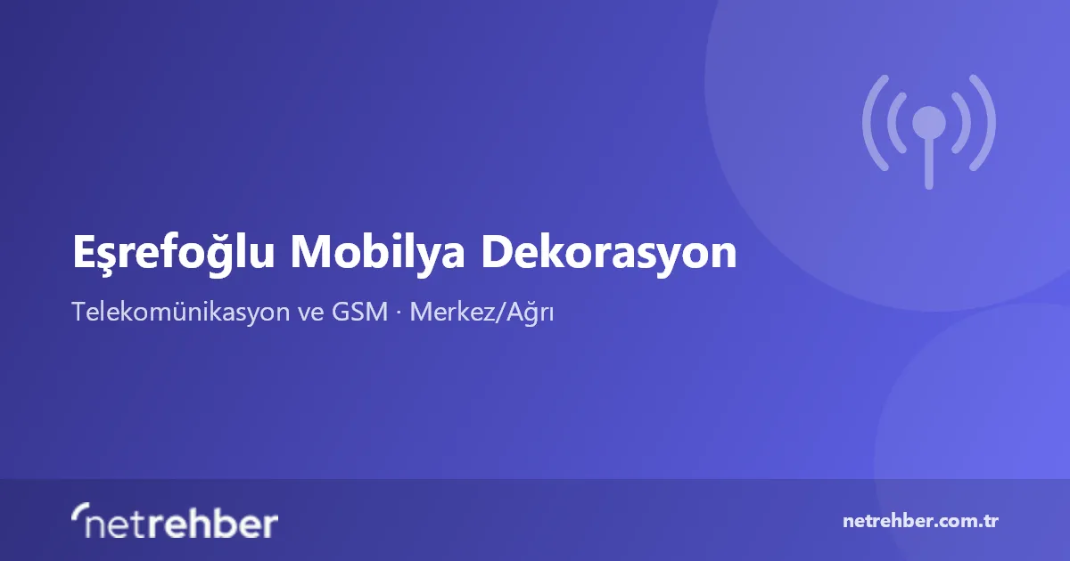Eşrefoğlu Mobilya Dekorasyon kapak görseli