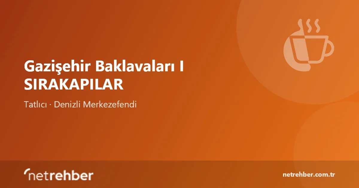 Gazişehir Baklavaları I SIRAKAPILAR kapak görseli