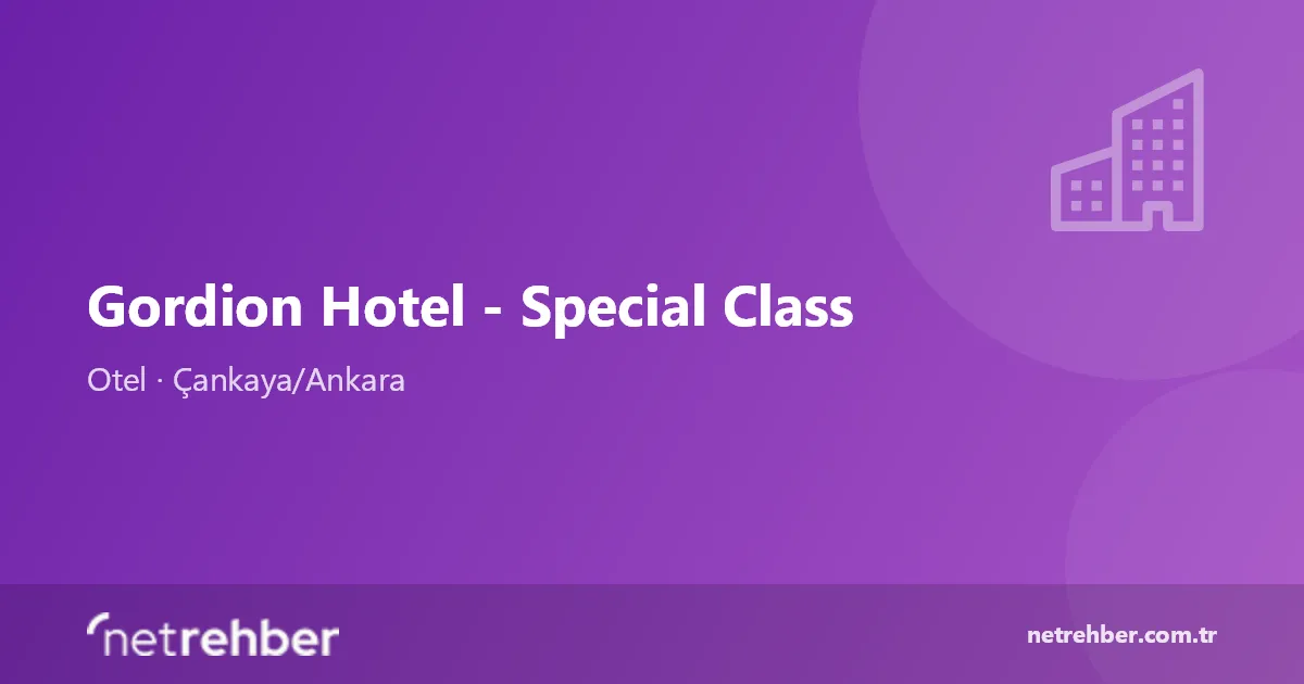 Gordion Hotel - Special Class kapak görseli
