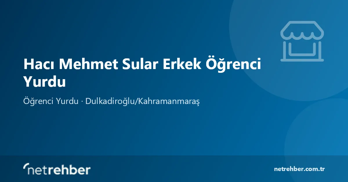 Hacı Mehmet Sular Erkek Öğrenci Yurdu kapak görseli