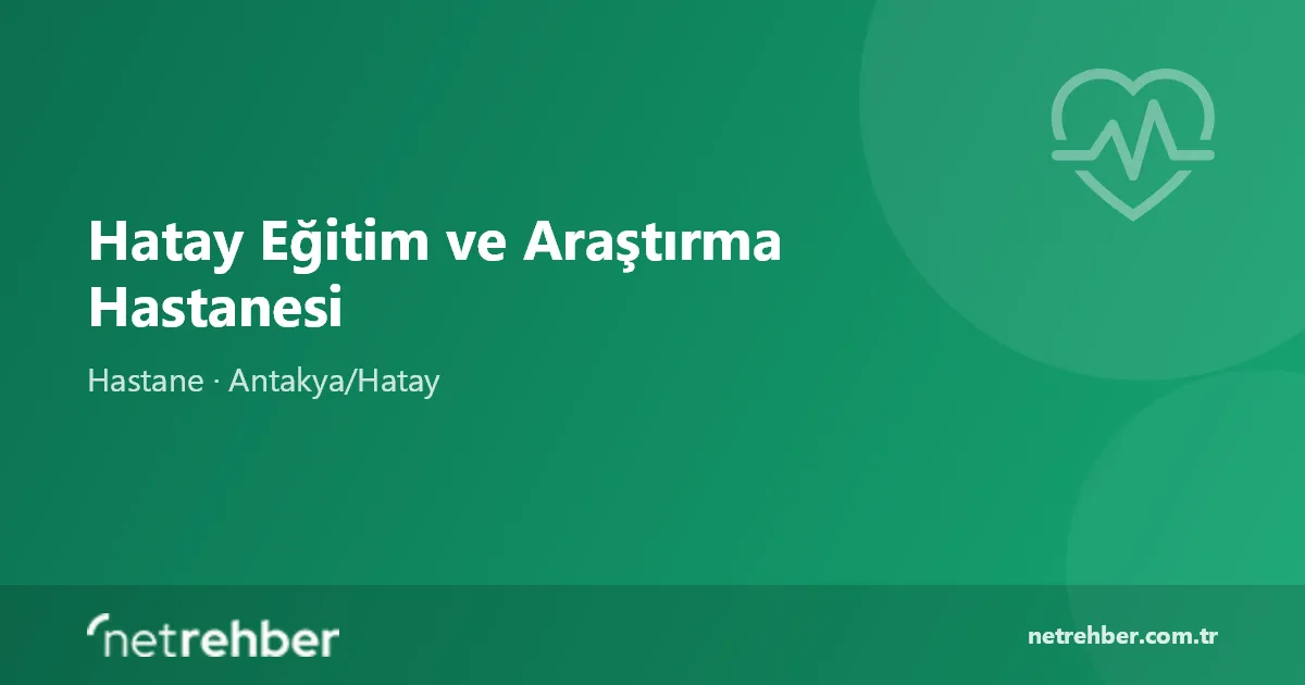 Hatay Eğitim ve Araştırma Hastanesi kapak görseli