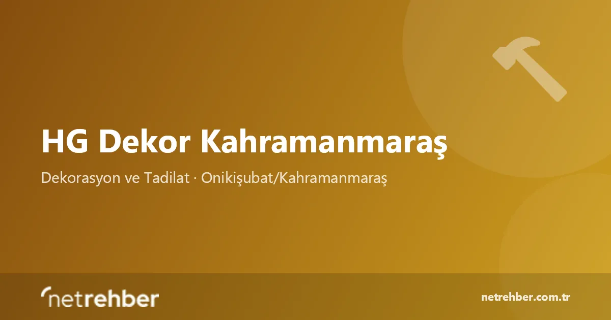 HG Dekor Kahramanmaraş kapak görseli