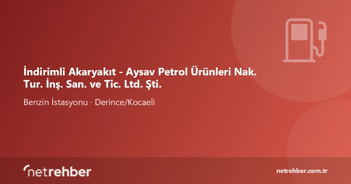 İndirimli Akaryakıt - Aysav Petrol Ürünleri Nak. Tur. İnş. San. ve Tic. Ltd. Şti. kapak görseli
