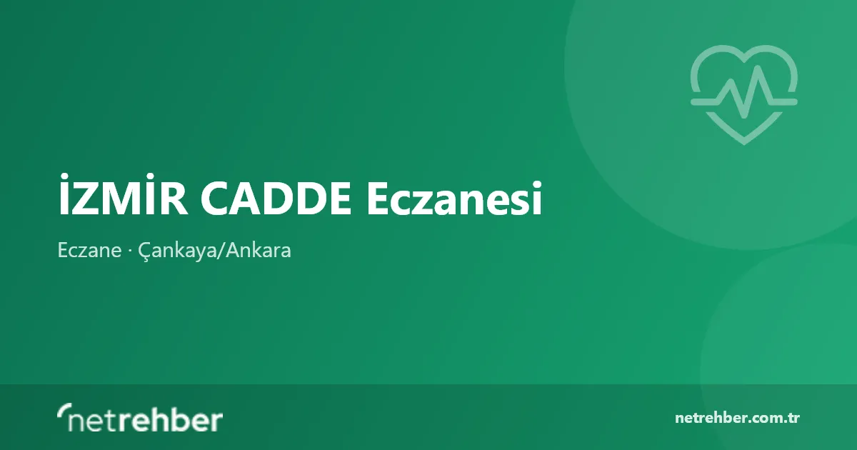 İZMİR CADDE Eczanesi kapak görseli