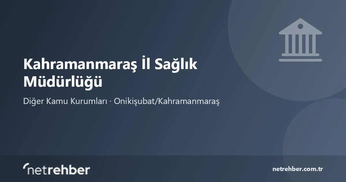 Kahramanmaraş İl Sağlık Müdürlüğü kapak görseli