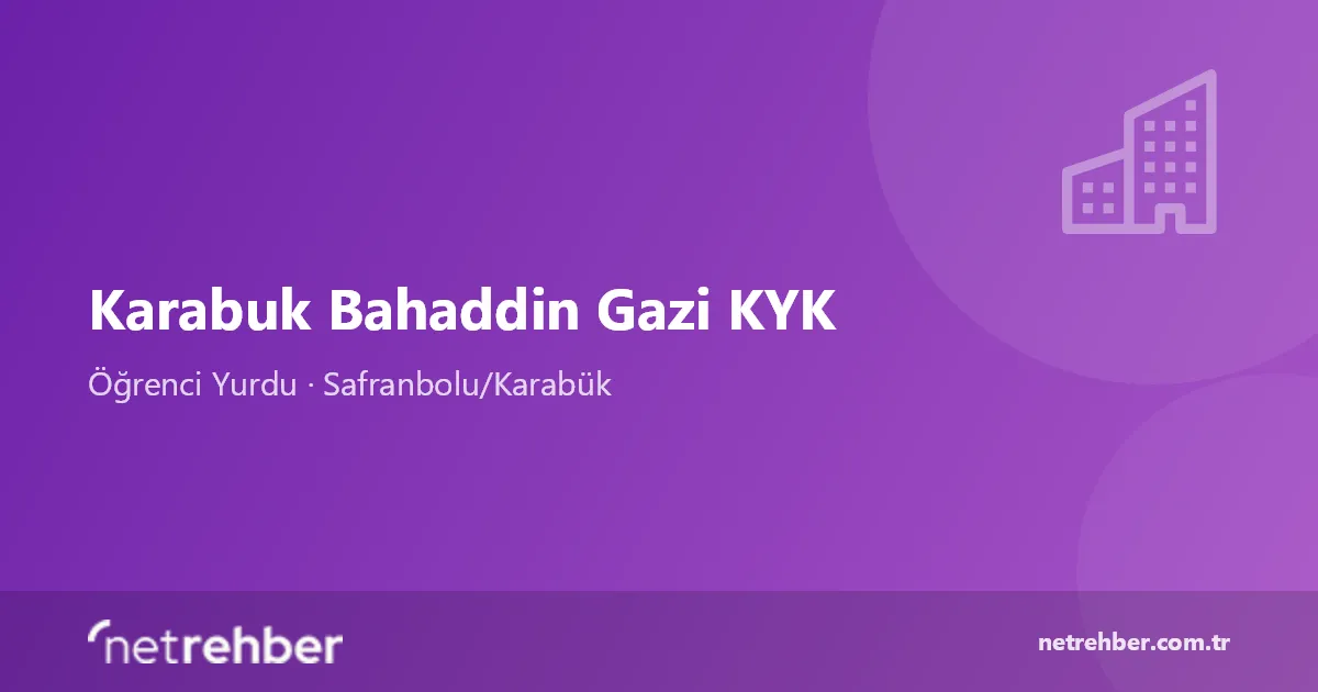 Karabuk Bahaddin Gazi KYK kapak görseli