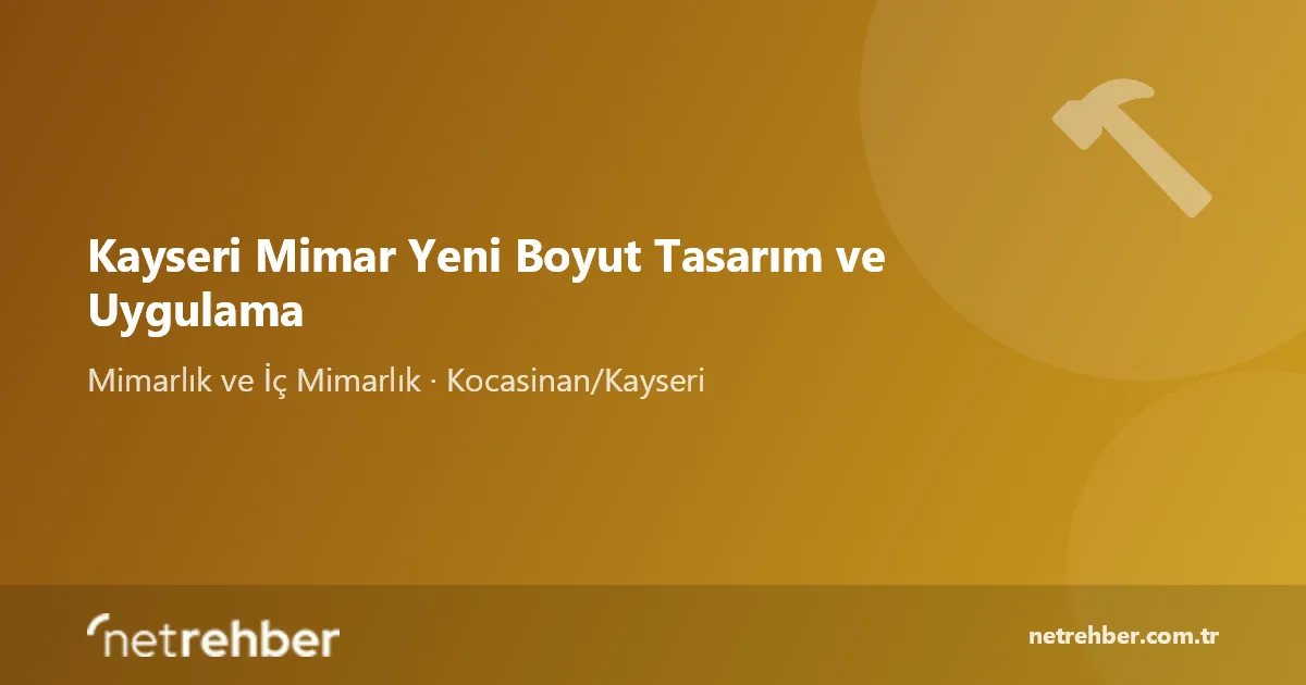 Kayseri Mimar Yeni Boyut Tasarım ve Uygulama kapak görseli