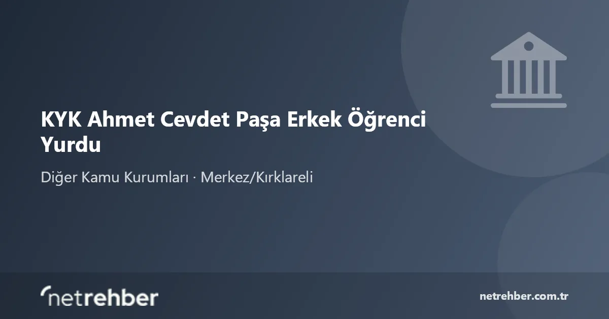 KYK Ahmet Cevdet Paşa Erkek Öğrenci Yurdu kapak görseli