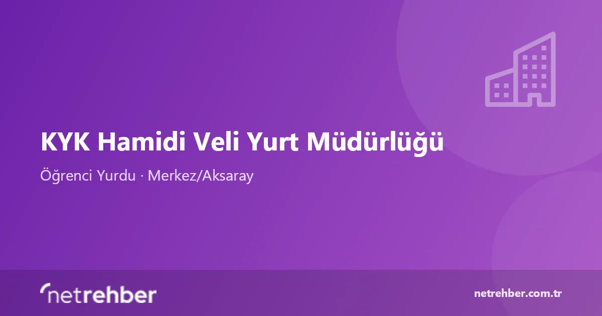 KYK Hamidi Veli Yurt Müdürlüğü kapak görseli