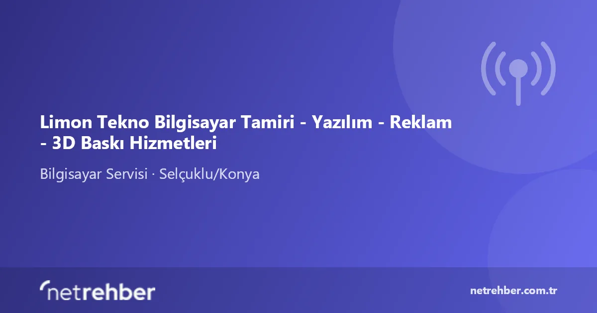 Limon Tekno Bilgisayar Tamiri - Yazılım - Reklam - 3D Baskı Hizmetleri kapak görseli
