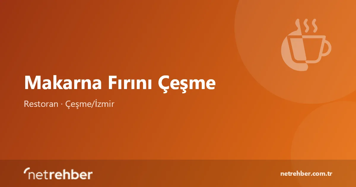 Makarna Fırını Çeşme kapak görseli