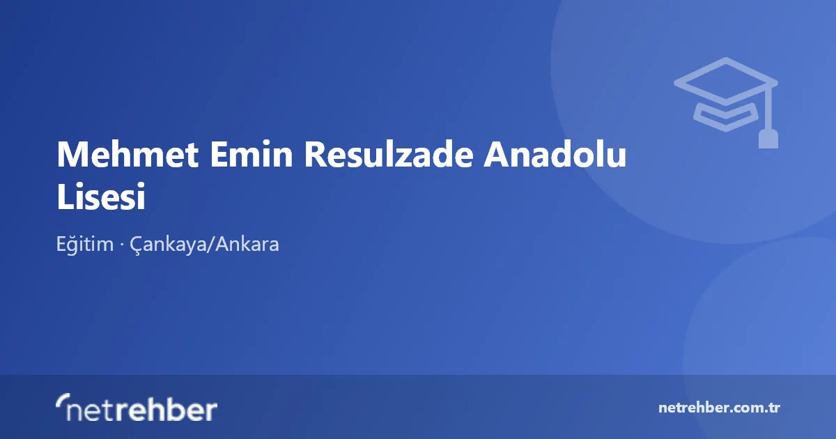 Mehmet Emin Resulzade Anadolu Lisesi kapak görseli