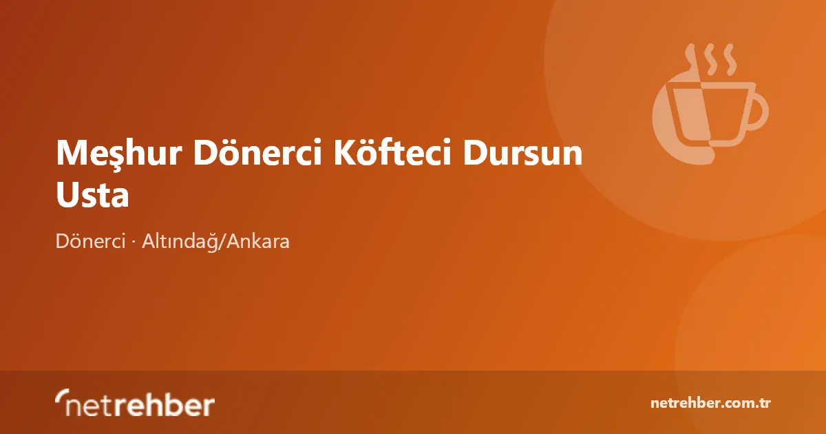 Meşhur Dönerci Köfteci Dursun Usta kapak görseli