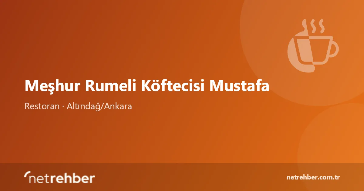Meşhur Rumeli Köftecisi Mustafa kapak görseli