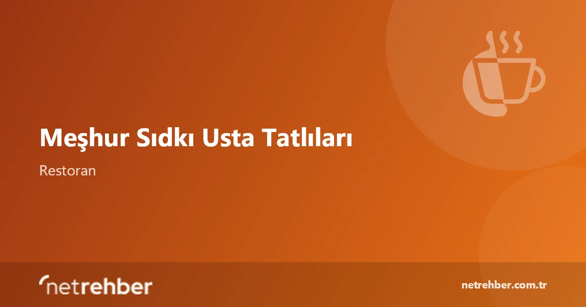Meşhur Sıdkı Usta Tatlıları kapak görseli