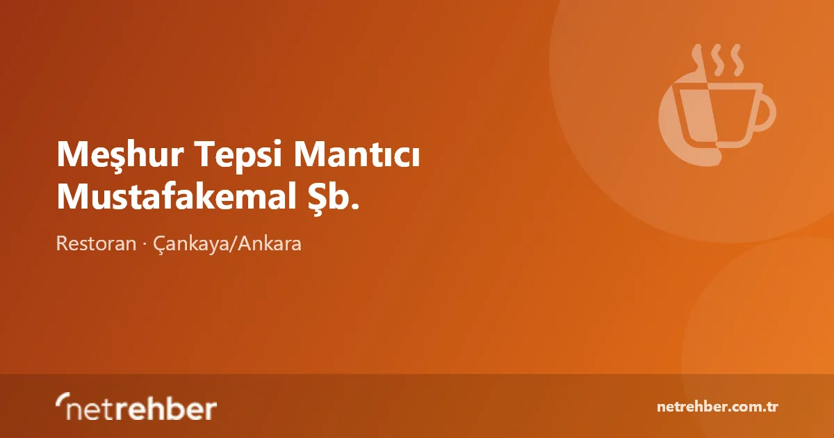 Meşhur Tepsi Mantıcı Mustafakemal Şb. kapak görseli