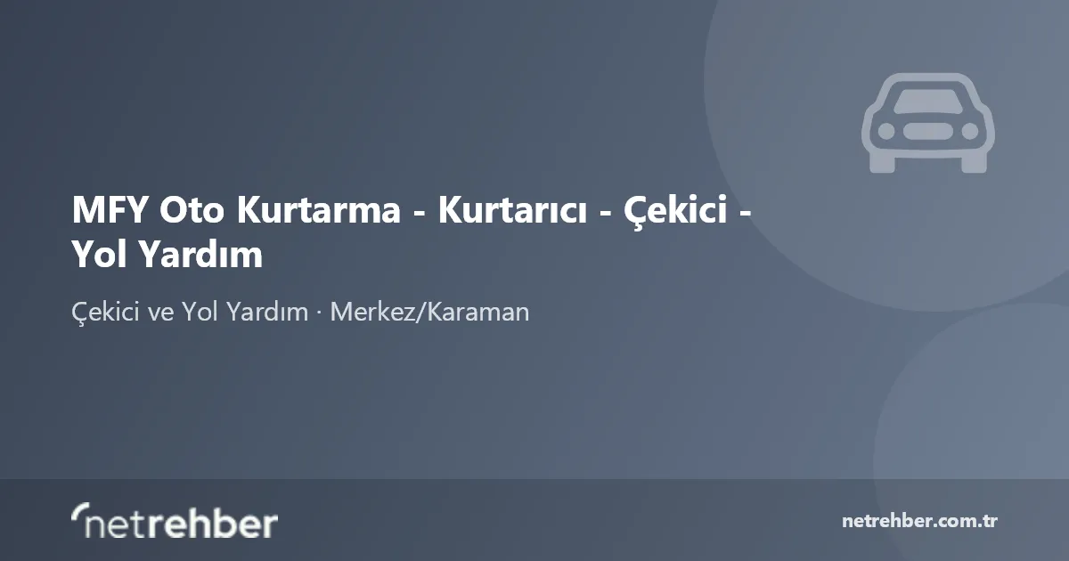 MFY Oto Kurtarma - Kurtarıcı - Çekici - Yol Yardım kapak görseli