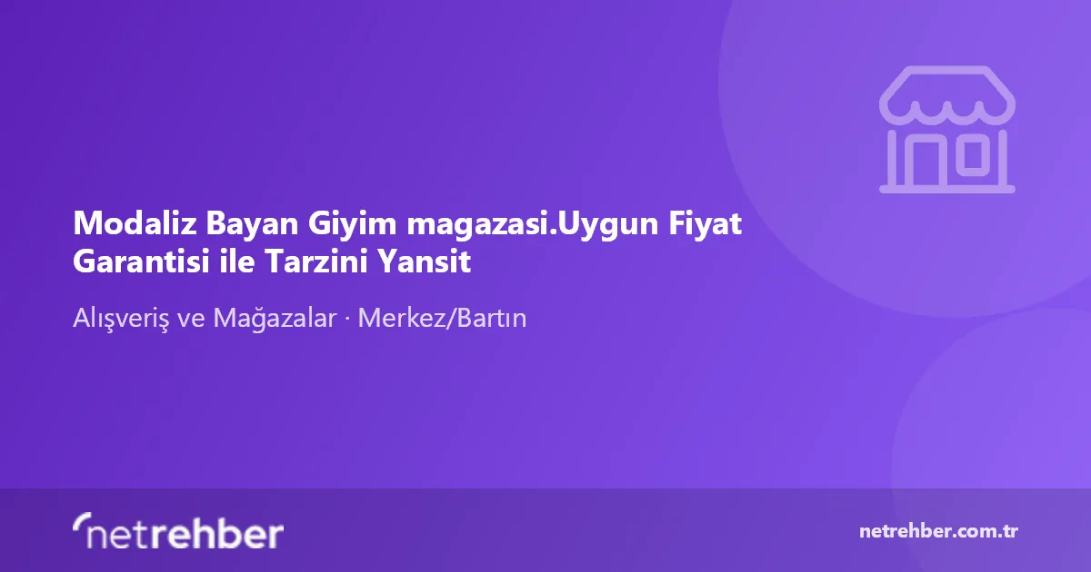 Modaliz Bayan Giyim magazasi.Uygun Fiyat Garantisi ile Tarzini Yansit kapak görseli