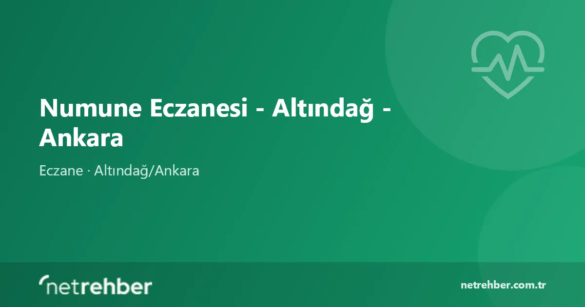 Numune Eczanesi - Altındağ - Ankara kapak görseli