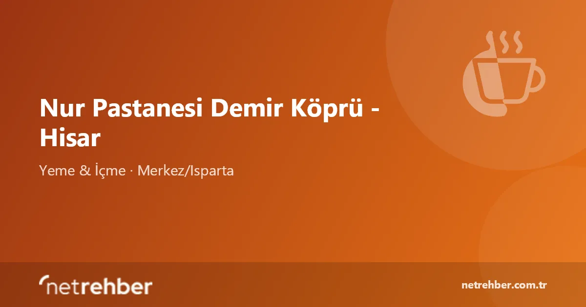 Nur Pastanesi Demir Köprü - Hisar kapak görseli