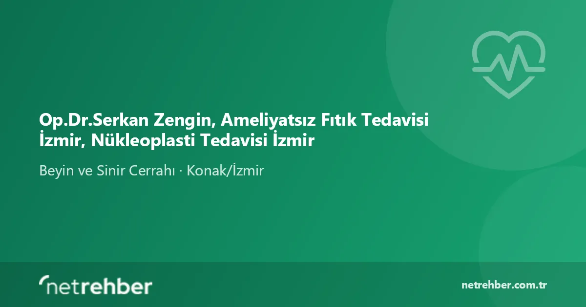 Op.Dr.Serkan Zengin, Ameliyatsız Fıtık Tedavisi İzmir, Nükleoplasti Tedavisi İzmir kapak görseli