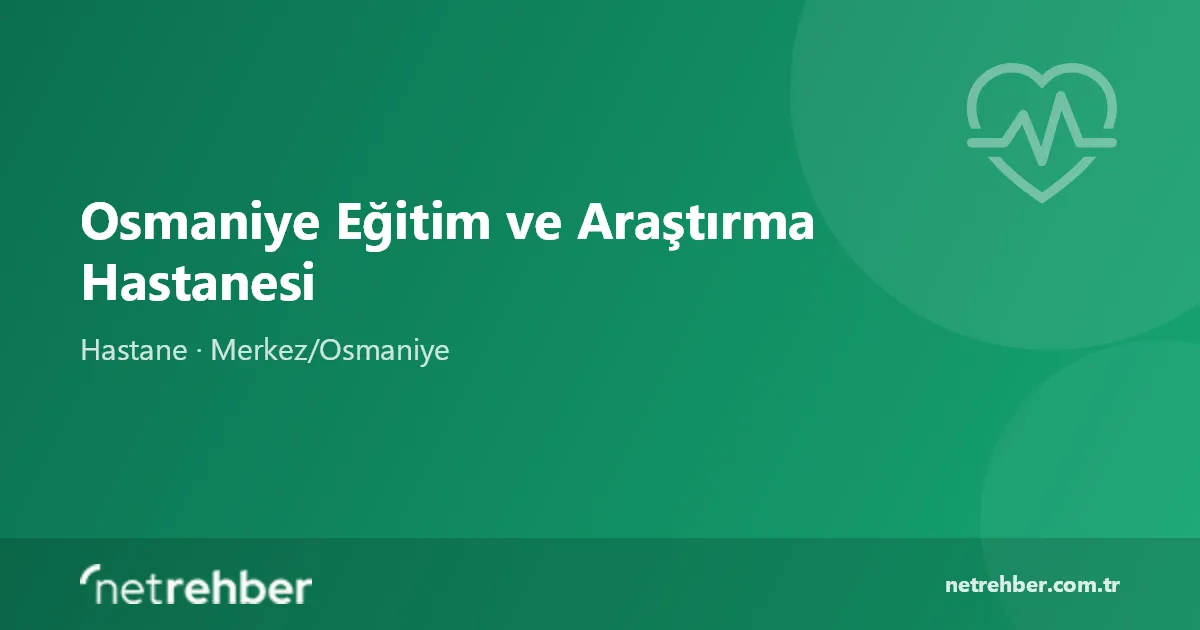 Osmaniye Eğitim ve Araştırma Hastanesi kapak görseli
