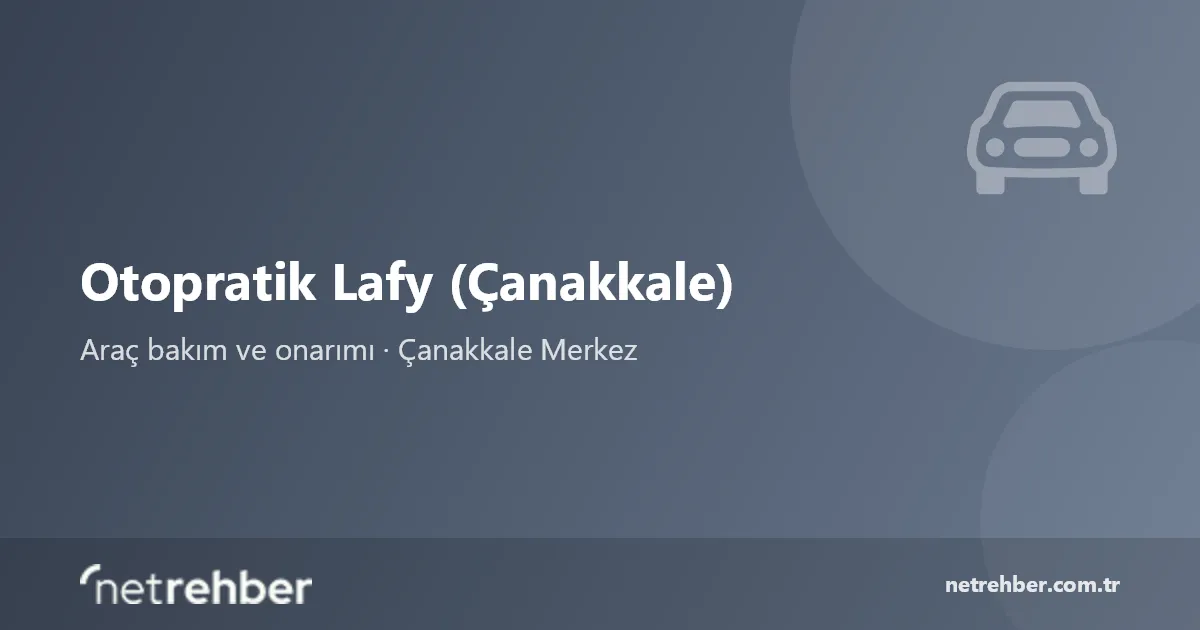 Otopratik Lafy (Çanakkale) kapak görseli