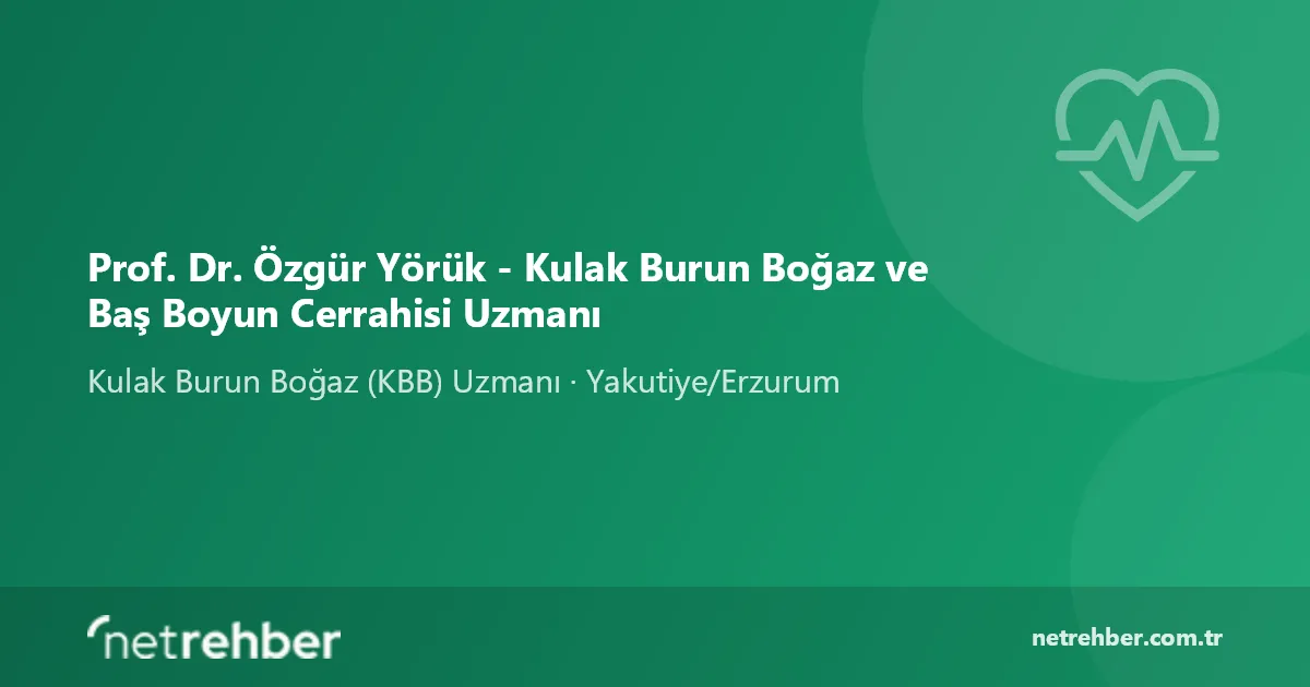 Prof. Dr. Özgür Yörük - Kulak Burun Boğaz ve Baş Boyun Cerrahisi Uzmanı kapak görseli
