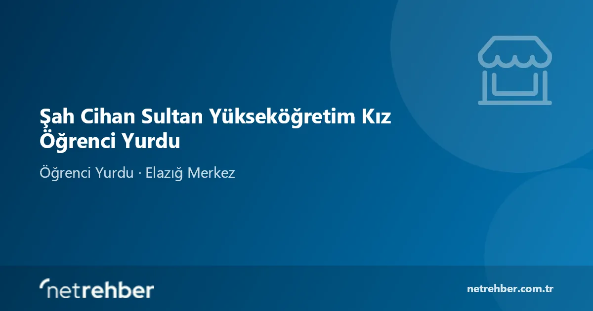 Şah Cihan Sultan Yükseköğretim Kız Öğrenci Yurdu kapak görseli